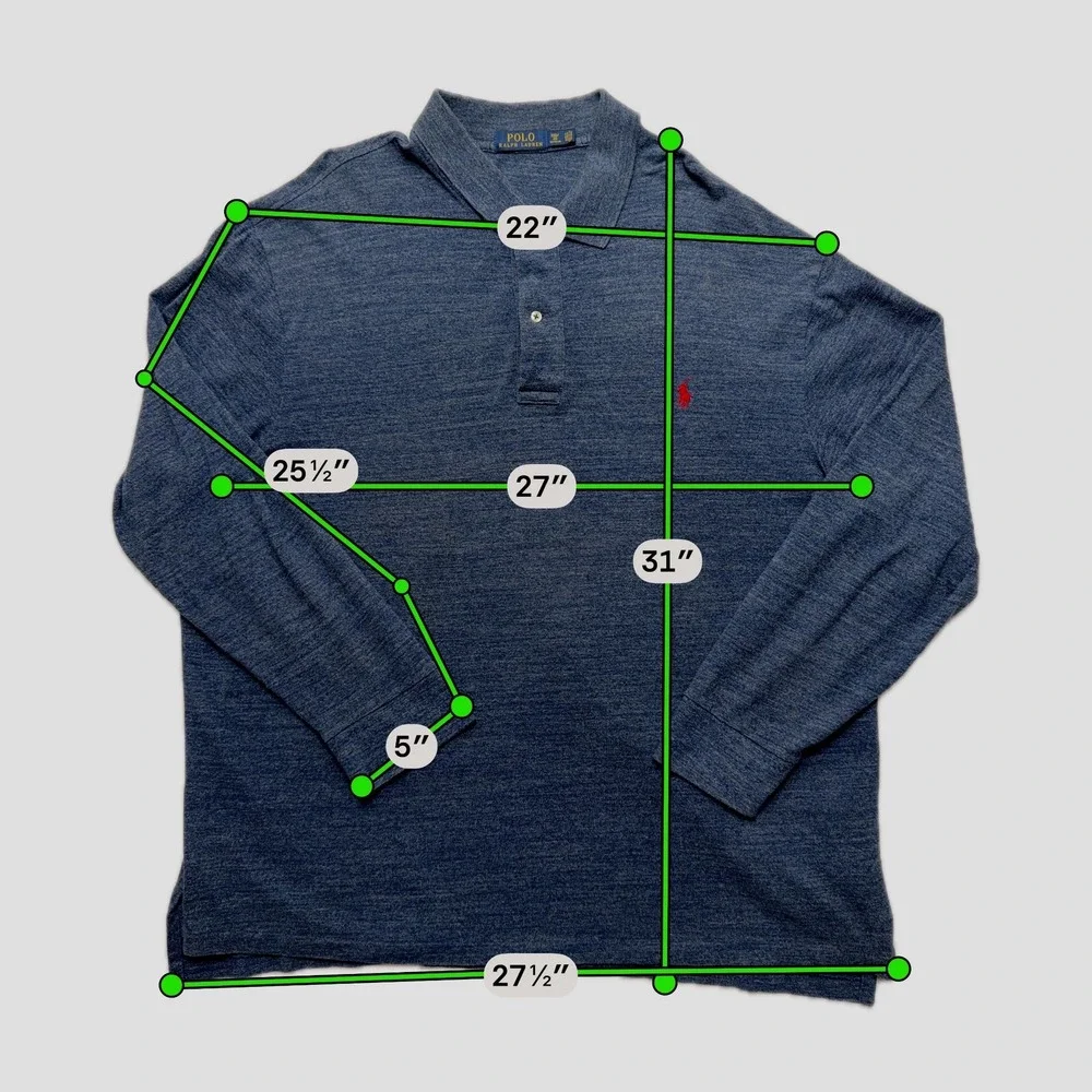 Polo Ralph Lauren Polo Mens 2XB Blue Heathered Pique Big Tall Red‎ Pony